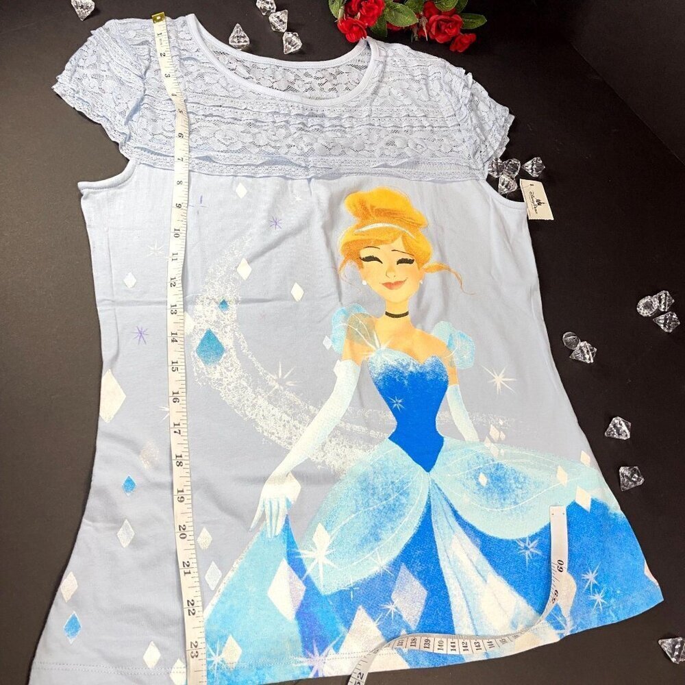 Disney Parks Cinderella Blouse Women Lace Ruffle Shirt Slipper Princess Top - Picture 6 of 16